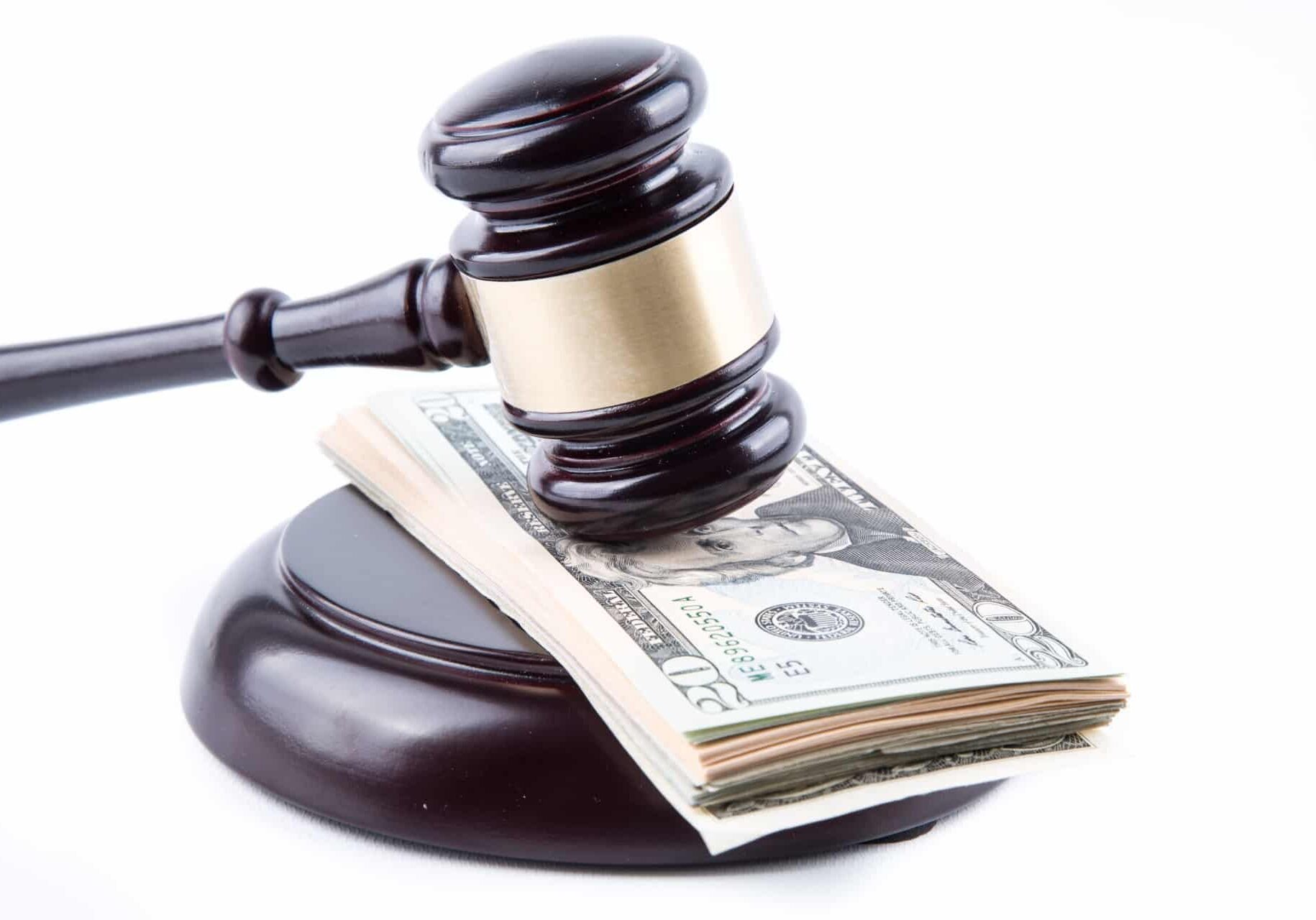 money placed between the gavel and the base