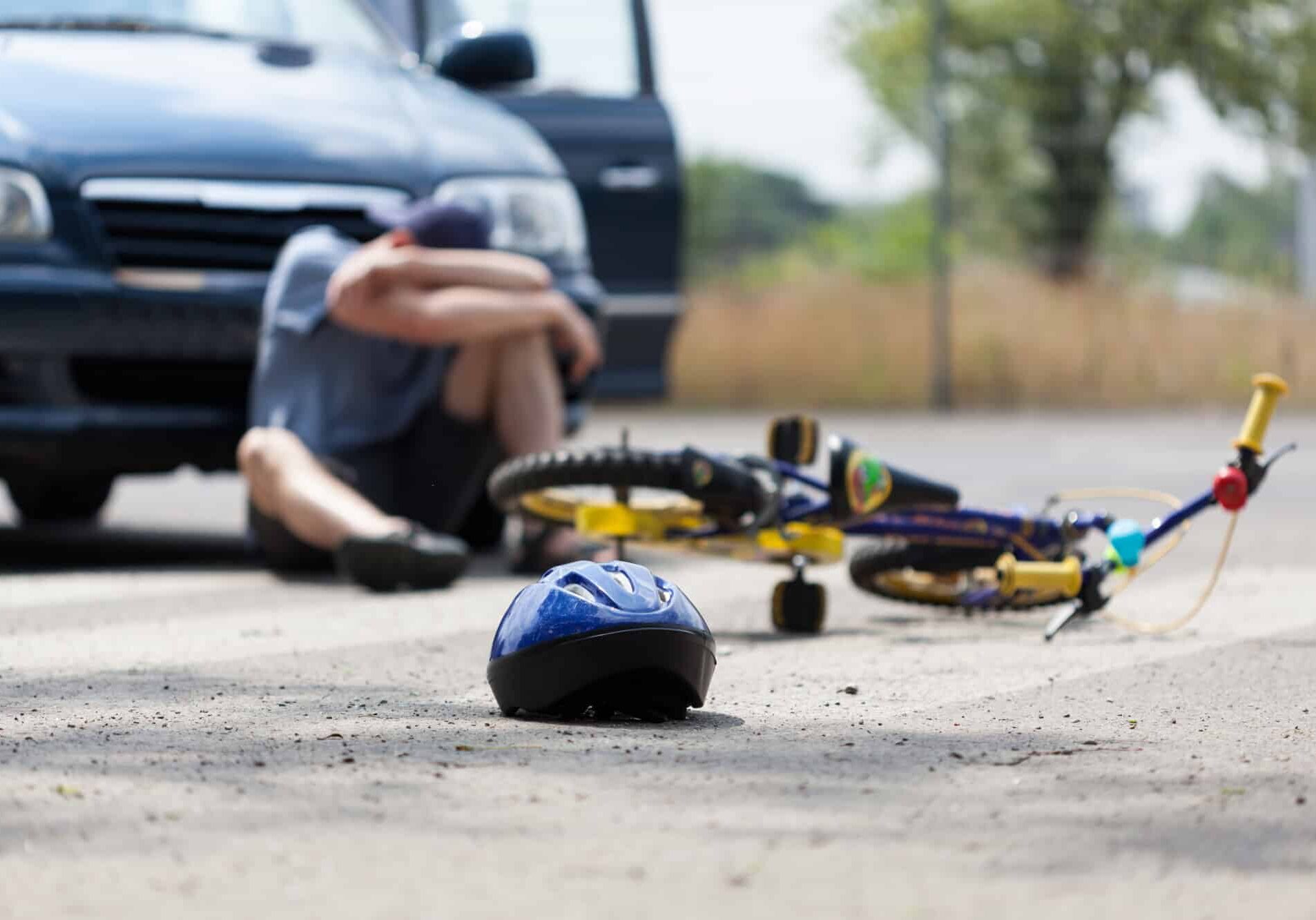 bicycle and car crash accident