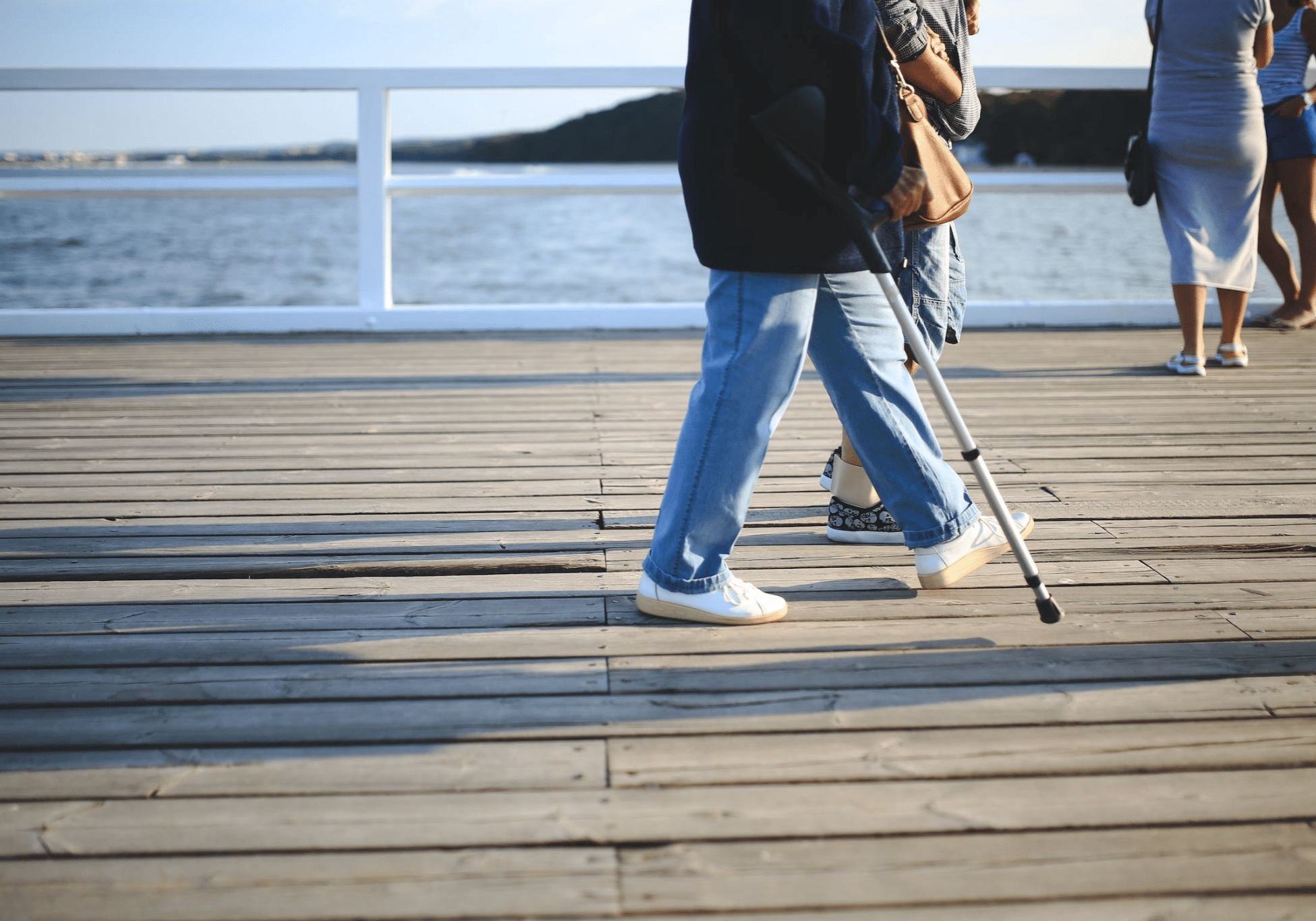 walking with cane support