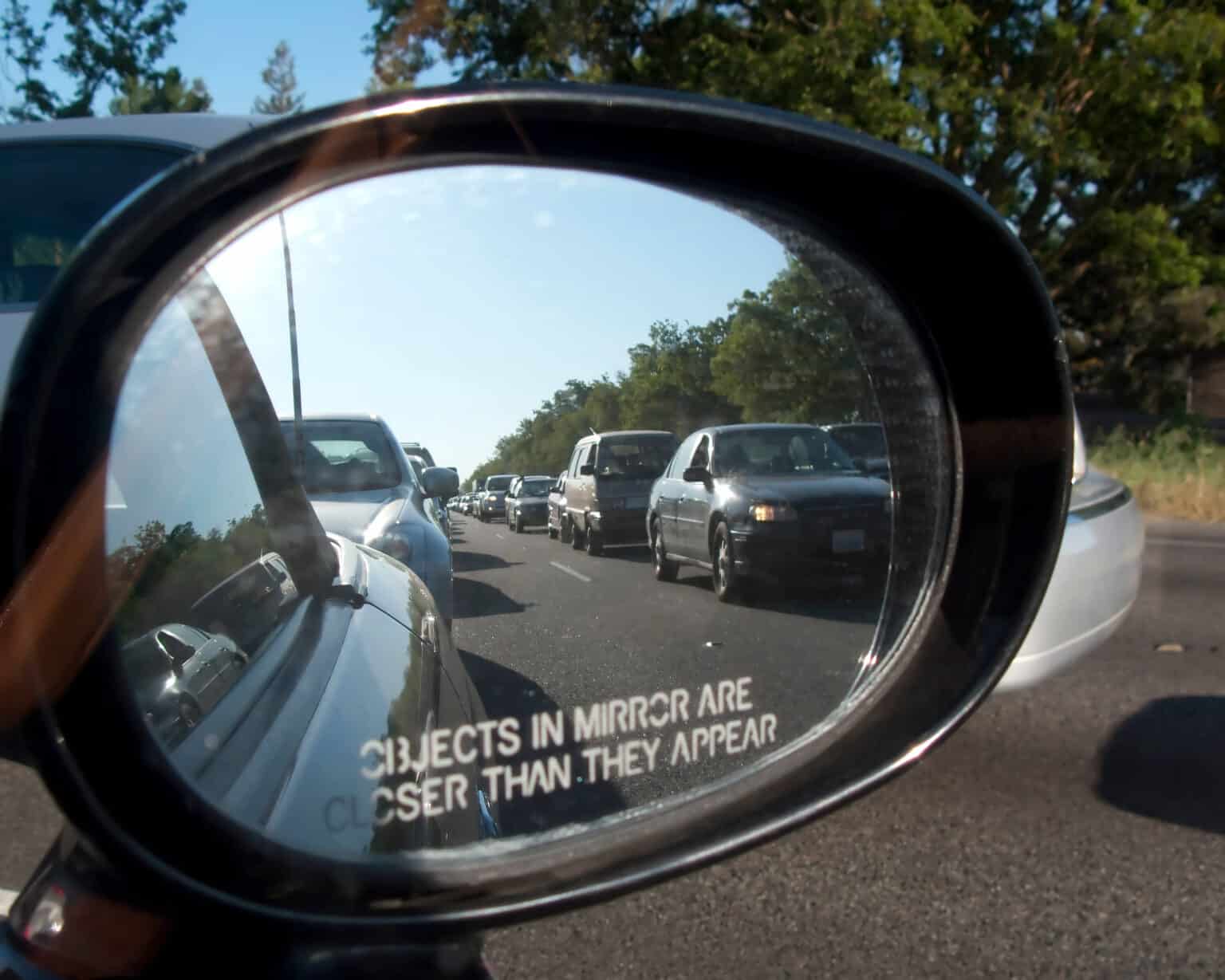 looking at side mirror